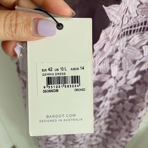 Bardot Gemma Lace Dress Orchid Size 10 Large - Picture 5 of 5